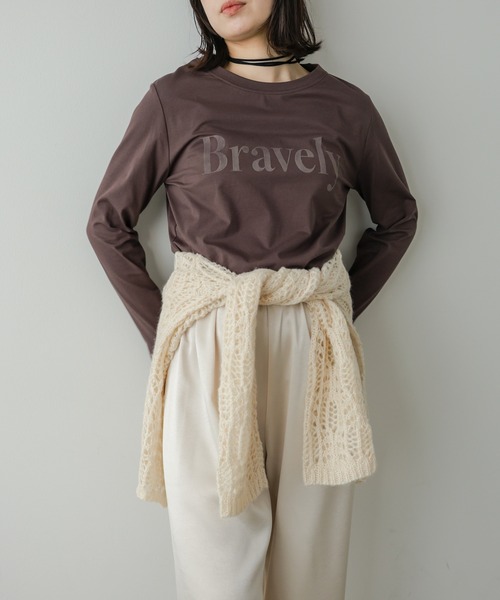 Bab(バブ)の「【一枚でもインナー使いにもおすすめ◎】デザインプリントアソートロンT(Tシャツ/カットソー・レディース・オフホワイト/チャコールグレー/ブラウン・FREE)」の21枚目の写真
