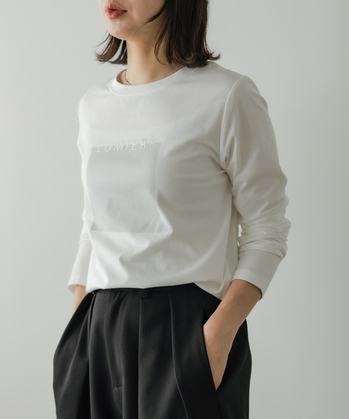 Bab(バブ)の「【一枚でもインナー使いにもおすすめ◎】デザインプリントアソートロンT(Tシャツ/カットソー・レディース・オフホワイト/チャコールグレー/ブラウン・FREE)」の4枚目の写真