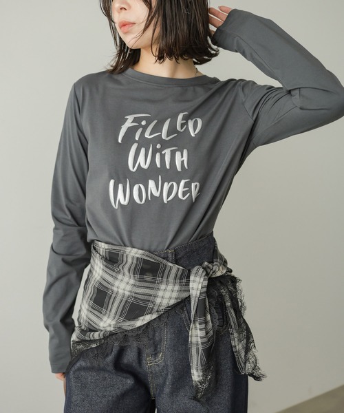 Bab(バブ)の「【一枚でもインナー使いにもおすすめ◎】デザインプリントアソートロンT(Tシャツ/カットソー・レディース・オフホワイト/チャコールグレー/ブラウン・FREE)」の9枚目の写真