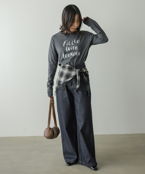 Bab(バブ)の「【一枚でもインナー使いにもおすすめ◎】デザインプリントアソートロンT(Tシャツ/カットソー・レディース・オフホワイト/チャコールグレー/ブラウン・FREE)」の10枚目の写真