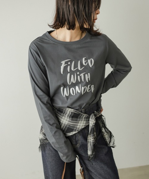 Bab(バブ)の「【一枚でもインナー使いにもおすすめ◎】デザインプリントアソートロンT(Tシャツ/カットソー・レディース・オフホワイト/チャコールグレー/ブラウン・FREE)」の11枚目の写真
