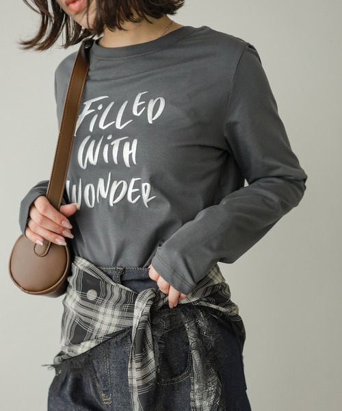 Bab(バブ)の「【一枚でもインナー使いにもおすすめ◎】デザインプリントアソートロンT(Tシャツ/カットソー・レディース・オフホワイト/チャコールグレー/ブラウン・FREE)」の12枚目の写真