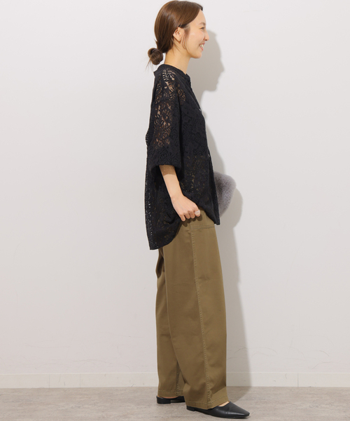 JOURNAL STANDARD relume(ジャーナルスタンダード レリューム)の「レースカシュクールシャツ(シャツ/ブラウス・レディース・ブラック/ホワイト・FREE)」の4枚目の写真