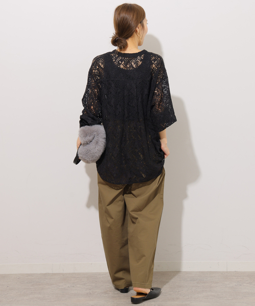 JOURNAL STANDARD relume(ジャーナルスタンダード レリューム)の「レースカシュクールシャツ(シャツ/ブラウス・レディース・ブラック/ホワイト・FREE)」の5枚目の写真