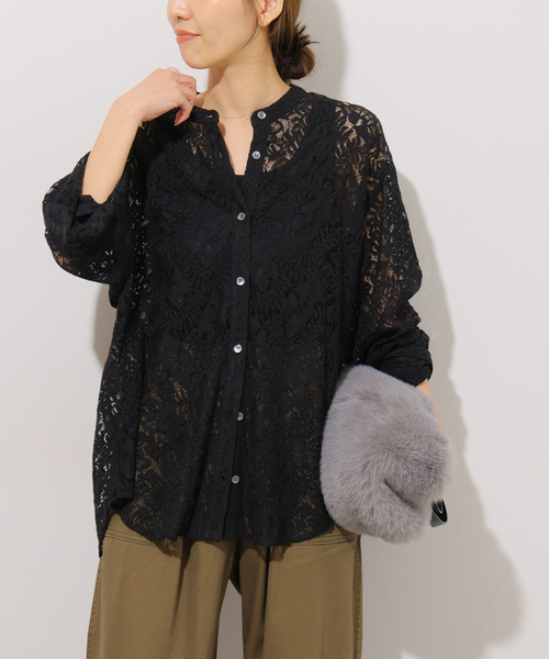 JOURNAL STANDARD relume(ジャーナルスタンダード レリューム)の「レースカシュクールシャツ(シャツ/ブラウス・レディース・ブラック/ホワイト・FREE)」の6枚目の写真
