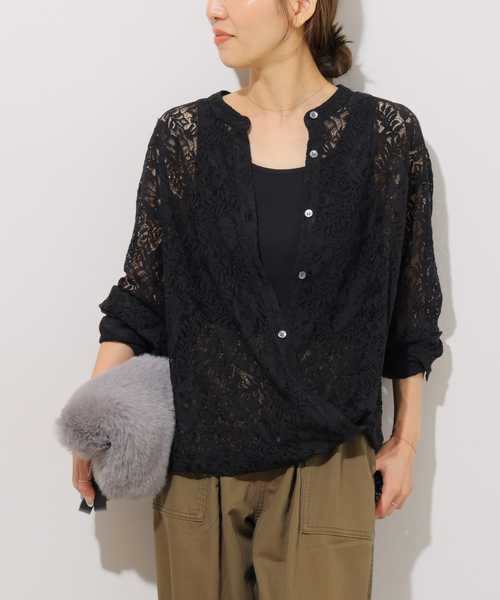 JOURNAL STANDARD relume(ジャーナルスタンダード レリューム)の「レースカシュクールシャツ(シャツ/ブラウス・レディース・ブラック/ホワイト・FREE)」の9枚目の写真