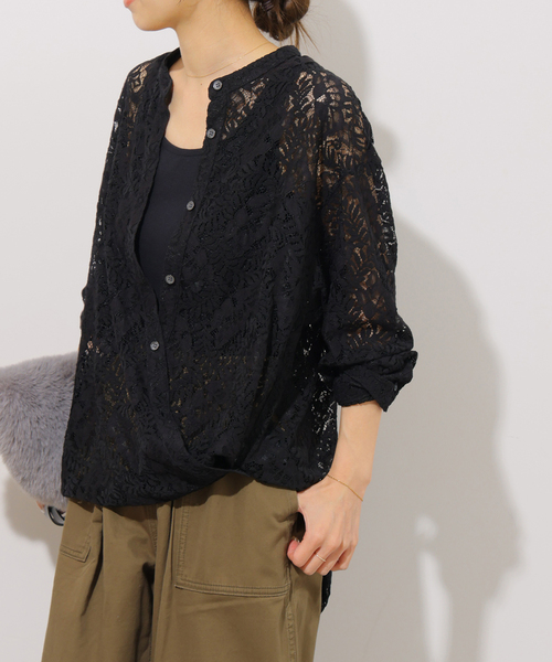 JOURNAL STANDARD relume(ジャーナルスタンダード レリューム)の「レースカシュクールシャツ(シャツ/ブラウス・レディース・ブラック/ホワイト・FREE)」の10枚目の写真
