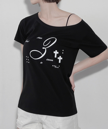 セイント3 ボートネック半袖Tシャツ(ブラック)