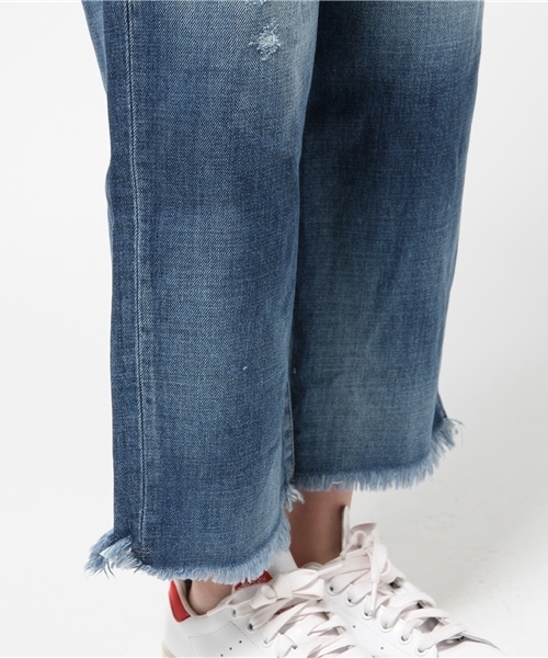 cepo（セポ）の「フリンジデニムワイドクロップドパンツ（デニムパンツ・レディース・ホワイト/インディゴブルー/ライトブルー・SMALL/LARGE/MEDIUM）」の10枚目の写真