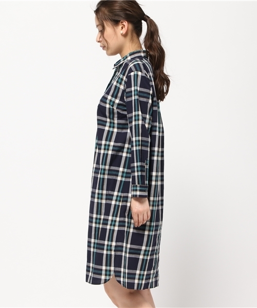 NATURAL BEAUTY BASIC（ナチュラルビューティーベーシック）の「コットンチェックワンピース（シャツワンピース・レディース・ダークネイビー/ピンク系その他・LARGE/SMALL/MEDIUM）」の5枚目の写真