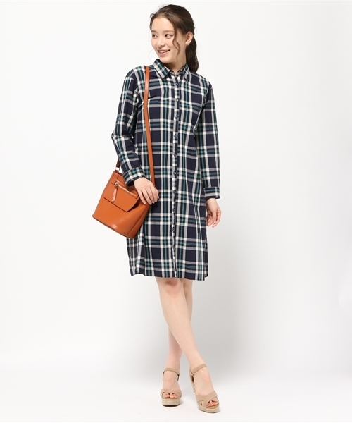 NATURAL BEAUTY BASIC（ナチュラルビューティーベーシック）の「コットンチェックワンピース（シャツワンピース・レディース・ダークネイビー/ピンク系その他・LARGE/SMALL/MEDIUM）」の7枚目の写真
