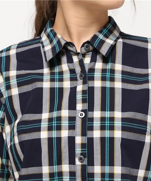 NATURAL BEAUTY BASIC（ナチュラルビューティーベーシック）の「コットンチェックワンピース（シャツワンピース・レディース・ダークネイビー/ピンク系その他・LARGE/SMALL/MEDIUM）」の8枚目の写真