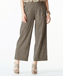 IEDIT | ＩＥＤＩＴレーベルコレクション　ストレッチフレンチリネンで上品コンフォートな　ストライプマリンワイドパンツ　(その他パンツ)