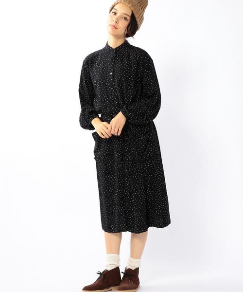 coen(コーエン)の「レーヨンプリントワンピース(ワンピース・レディース・ブラック/ネイビー・FREE)」の3枚目の写真