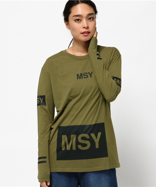 MOUSSY（マウジー）の「MULTI LOGO L/S TSJ（Tシャツ/カットソー・レディース・ホワイト/カーキ/ブラック・FREE）」の9枚目の写真
