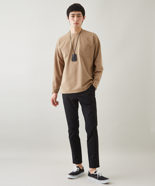 STUDIOUS（ステュディオス）の「ポンチオーバークルーネックロンＴ（Tシャツ/カットソー・メンズ・ベージュ/オフホワイト/ブラック/ワイン・2/1/3）」の16枚目の写真