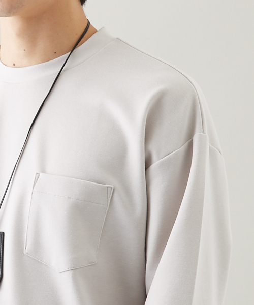 STUDIOUS（ステュディオス）の「ポンチオーバークルーネックロンＴ（Tシャツ/カットソー・メンズ・ベージュ/オフホワイト/ブラック/ワイン・2/1/3）」の10枚目の写真