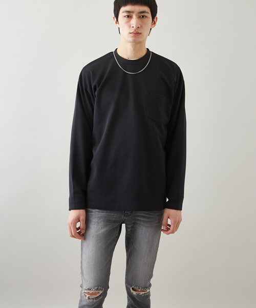 STUDIOUS（ステュディオス）の「ポンチオーバークルーネックロンＴ（Tシャツ/カットソー・メンズ・ベージュ/オフホワイト/ブラック/ワイン・2/1/3）」の12枚目の写真