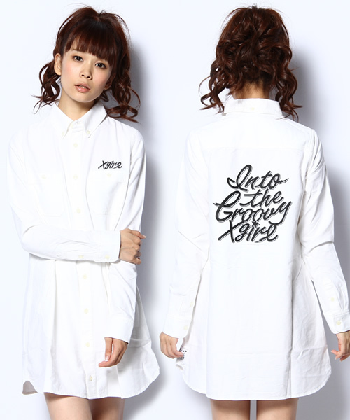 X-girl(エックスガール)の「MY BRILLIANT SHIRT DRESS(ワンピース・レディース・ホワイト/ピンク/パープル/ブルー・1/2)」の1枚目の写真