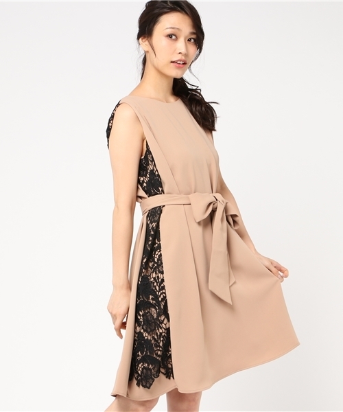 セール Bou サイドレースウエストリボン付ワンピース ドレス Bou 結婚式 ワンピース Jeloud ブージュルード のファッション