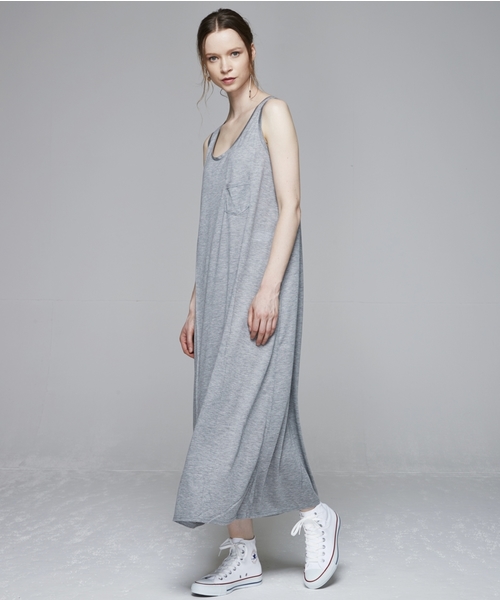 TRUNO by NOISE MAKER（トルノバイノイズメーカー）の「【洗濯機OK！】ポケットタンクワンピース（ワンピース・レディース・杢グレー/レモンイエロー/チャコールグレー/ホワイト/レッド/グリーン/パープル/オレンジ/ネイビー/ブラック/ライトブルー・F）」の5枚目の写真