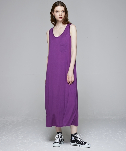 TRUNO by NOISE MAKER（トルノバイノイズメーカー）の「【洗濯機OK！】ポケットタンクワンピース（ワンピース・レディース・杢グレー/レモンイエロー/チャコールグレー/ホワイト/レッド/グリーン/パープル/オレンジ/ネイビー/ブラック/ライトブルー・F）」の8枚目の写真