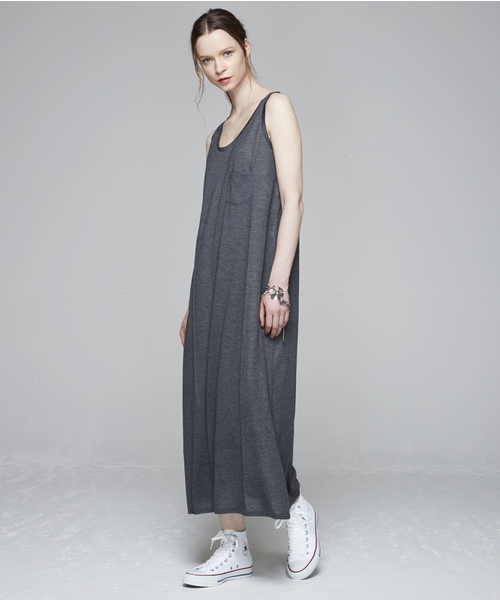 TRUNO by NOISE MAKER（トルノバイノイズメーカー）の「【洗濯機OK！】ポケットタンクワンピース（ワンピース・レディース・杢グレー/レモンイエロー/チャコールグレー/ホワイト/レッド/グリーン/パープル/オレンジ/ネイビー/ブラック/ライトブルー・F）」の4枚目の写真