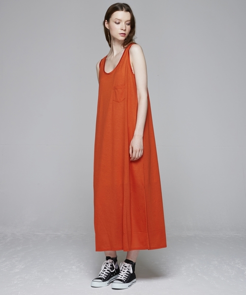 TRUNO by NOISE MAKER（トルノバイノイズメーカー）の「【洗濯機OK！】ポケットタンクワンピース（ワンピース・レディース・杢グレー/レモンイエロー/チャコールグレー/ホワイト/レッド/グリーン/パープル/オレンジ/ネイビー/ブラック/ライトブルー・F）」の11枚目の写真