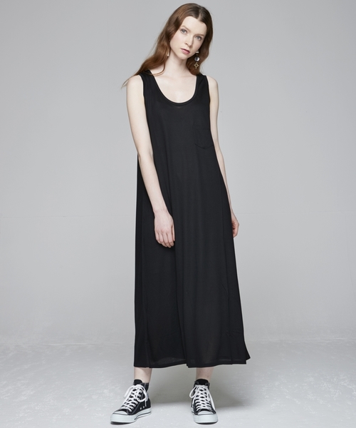 TRUNO by NOISE MAKER（トルノバイノイズメーカー）の「【洗濯機OK！】ポケットタンクワンピース（ワンピース・レディース・杢グレー/レモンイエロー/チャコールグレー/ホワイト/レッド/グリーン/パープル/オレンジ/ネイビー/ブラック/ライトブルー・F）」の3枚目の写真