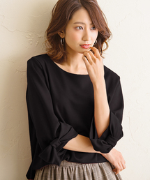 ポンチ素材 袖リボントップス