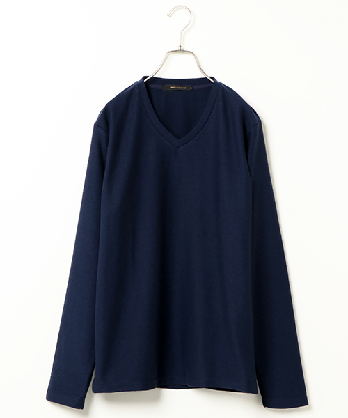 VENCEEXCHANGE（ヴァンスエクスチェンジ）の「変形梨地ＶネックロンＴ            （Tシャツ/カットソー・メンズ・オフホワイト/ワインレッド/ネイビー/ダークネイビー・MEDIUM/LARGE）」の4枚目の写真