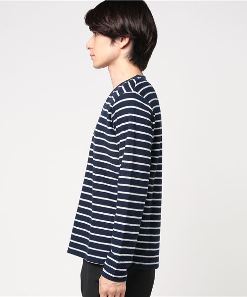 VENCEEXCHANGE（ヴァンスエクスチェンジ）の「変形梨地ＶネックロンＴ            （Tシャツ/カットソー・メンズ・オフホワイト/ワインレッド/ネイビー/ダークネイビー・MEDIUM/LARGE）」の5枚目の写真