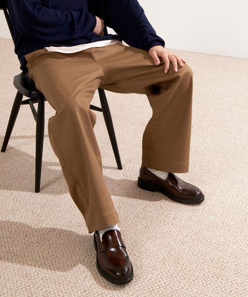 EMMA CLOTHES（エマクローズ）の「カツラギストレッチ1タックワイドチノパンツ/スケーターパンツ（チノパンツ・メンズ・ネイビー/チャコールグレー/ブラック/モカ/ベージュ/グレー系その他/ライトベージュ/ストライプ/ブラウン系その他/ダークブラウン/ブルー系その他/グレー系その他2/オリーブ/アイボリー・L/M/S）」の9枚目の写真