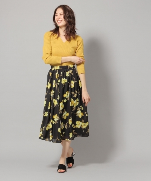 Andemiu（アンデミュウ）の「ハナガラタックギャザースカート789609（スカート・レディース・ネイビー/オフホワイト/ブラック・FREE）」の12枚目の写真