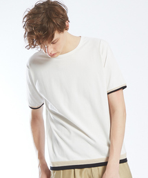 【ノンストレス】クルーネックトリムTシャツ