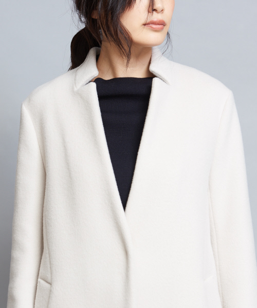 qualite（カリテ）の「《新色・人気色追加予約開始》コクーンビーバーコート（チェスターコート・レディース・ブラック/レッド/サックスブルー/アイボリー/ベージュ・38/36）」の10枚目の写真