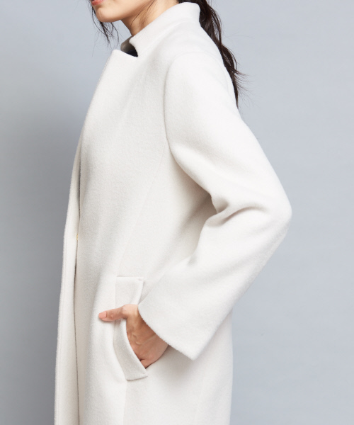 qualite（カリテ）の「《新色・人気色追加予約開始》コクーンビーバーコート（チェスターコート・レディース・ブラック/レッド/サックスブルー/アイボリー/ベージュ・38/36）」の11枚目の写真