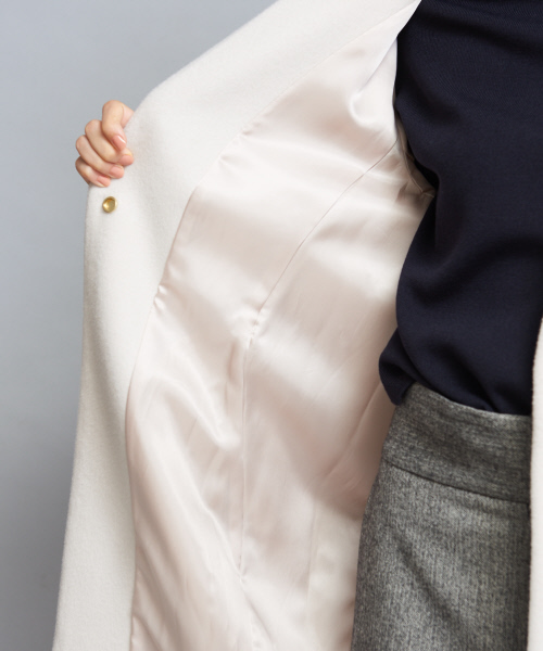 qualite（カリテ）の「《新色・人気色追加予約開始》コクーンビーバーコート（チェスターコート・レディース・ブラック/レッド/サックスブルー/アイボリー/ベージュ・38/36）」の14枚目の写真