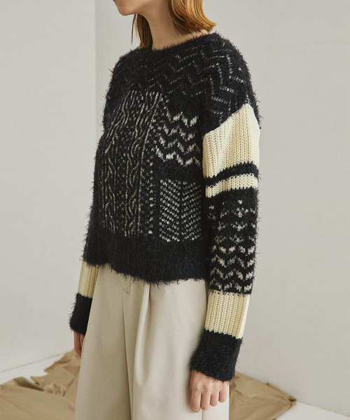 UNITED TOKYO（ユナイテッドトウキョウ）の「スノウジャガードニット（ニット/セーター・レディース・ブラック/カーキ・1）」の12枚目の写真