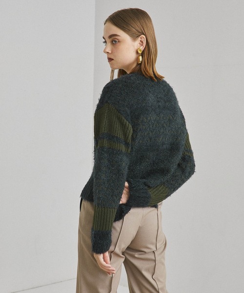 UNITED TOKYO（ユナイテッドトウキョウ）の「スノウジャガードニット（ニット/セーター・レディース・ブラック/カーキ・1）」の7枚目の写真