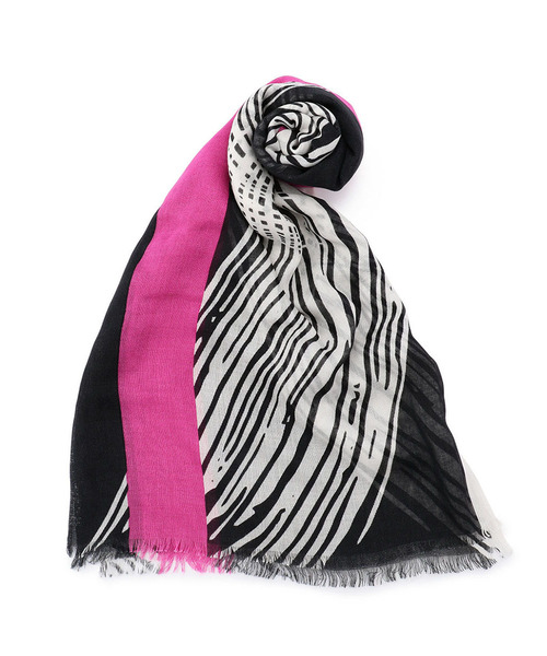 A/C DESIGN BY ALPHA CUBIC（エーシーデザインバイアルファキュービック）の「アート風プリントストール（ストール/ショール・レディース・ブルー/ピンク・フリー）」の2枚目の写真