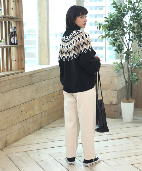 classicalelf（クラシカルエルフ）の「ノルディック柄ビッグシルエット ローゲージパフスリーブニット(長袖)（ニット/セーター・レディース・ブラック/ベージュ・X-LARGE/MEDIUM）」の13枚目の写真