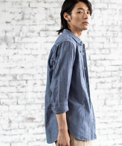 coen(コーエン)の「ワークシャツ(シャツ/ブラウス・メンズ・ホワイト/ネイビー・LARGE/X-LARGE/MEDIUM/SMALL)」の2枚目の写真