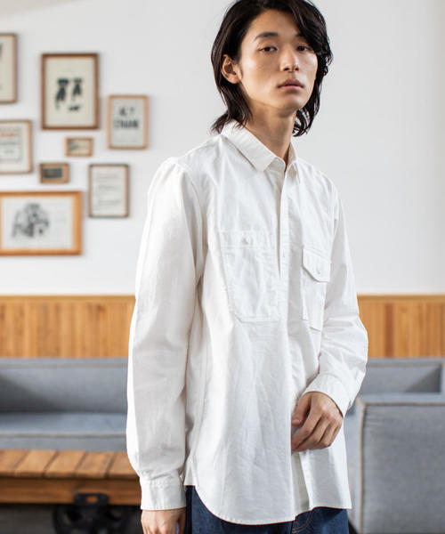 coen(コーエン)の「ワークシャツ(シャツ/ブラウス・メンズ・ホワイト/ネイビー・LARGE/X-LARGE/MEDIUM/SMALL)」の1枚目の写真