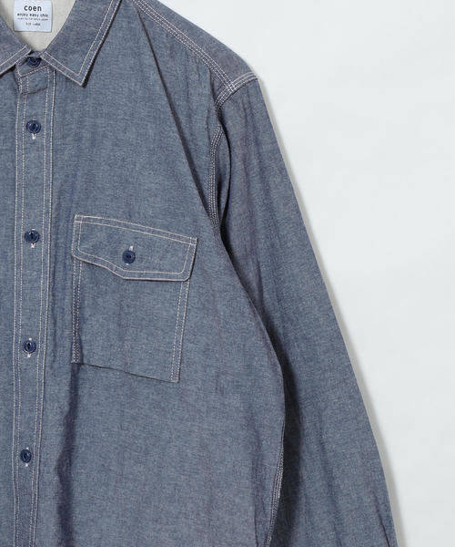 coen(コーエン)の「ワークシャツ(シャツ/ブラウス・メンズ・ホワイト/ネイビー・LARGE/X-LARGE/MEDIUM/SMALL)」の18枚目の写真