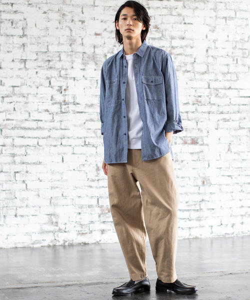 coen(コーエン)の「ワークシャツ(シャツ/ブラウス・メンズ・ホワイト/ネイビー・LARGE/X-LARGE/MEDIUM/SMALL)」の4枚目の写真