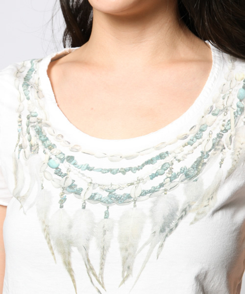 goa（ゴア）の「シェル・ターコイズネックレスTシャツ（Tシャツ/カットソー・レディース・オフホワイト/A・FREE）」の11枚目の写真