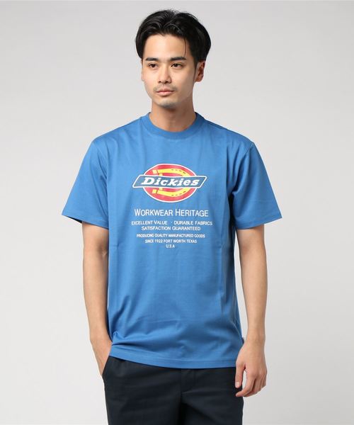 Dickies(ディッキーズ)の「Dickiesロゴプリント半袖Tシャツ(Tシャツ/カットソー)」|スカイブルー系