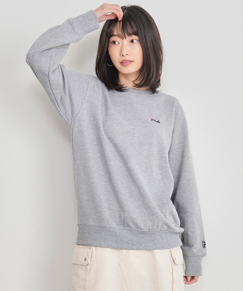 FILA（フィラ）の「【FILA/フィラ】ワンポイント ロゴ 刺繍 裏起毛 プルオーバー スウェット トレーナー（スウェット・レディース・ホワイト/ブラック/ネイビー/杢グレー/ピンクベージュ/ベージュ/ピンク系その他/ボルドー・M/L/LL）」の3枚目の写真