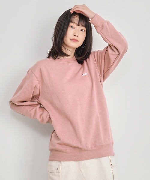 FILA（フィラ）の「【FILA/フィラ】ワンポイント ロゴ 刺繍 裏起毛 プルオーバー スウェット トレーナー（スウェット・レディース・ホワイト/ブラック/ネイビー/杢グレー/ピンクベージュ/ベージュ/ピンク系その他/ボルドー・M/L/LL）」の7枚目の写真
